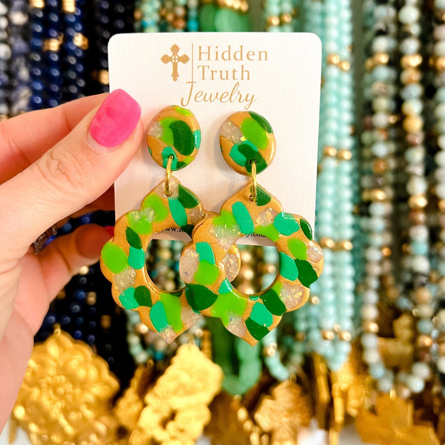 Green Multi Confetti Dangles