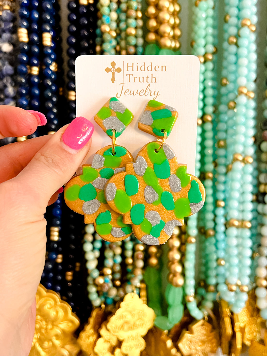 Green Multi Confetti Dangles