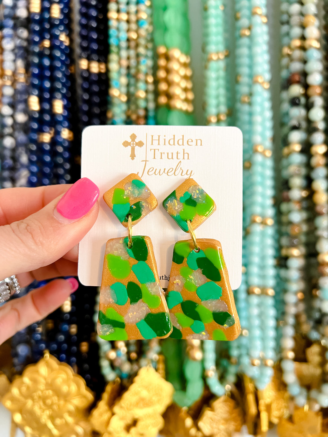 Green Multi Confetti Dangles