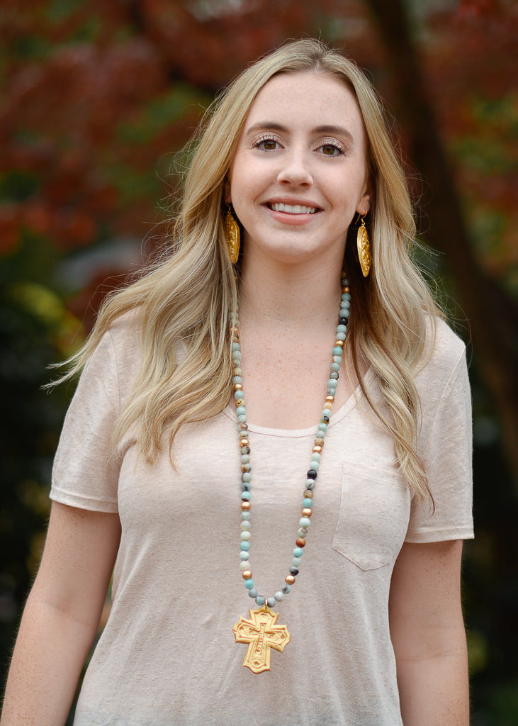 Amazonite with Leah Cross Necklace