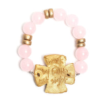 Light Pink Jade with Rachel Cross Bracelet