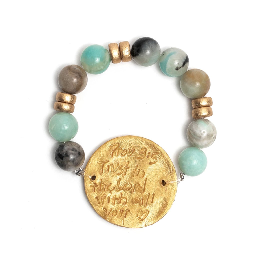 Stretch Matte Amazonite with Truth Cross Bracelet