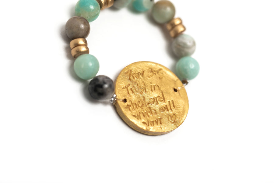 Stretch Matte Amazonite with Truth Cross Bracelet