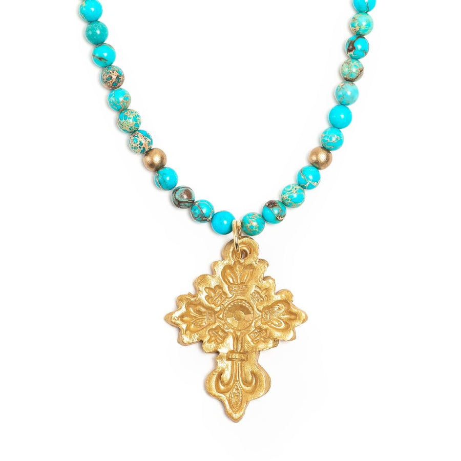 Turquoise Sea Sediment Jasper with Ellie Cross