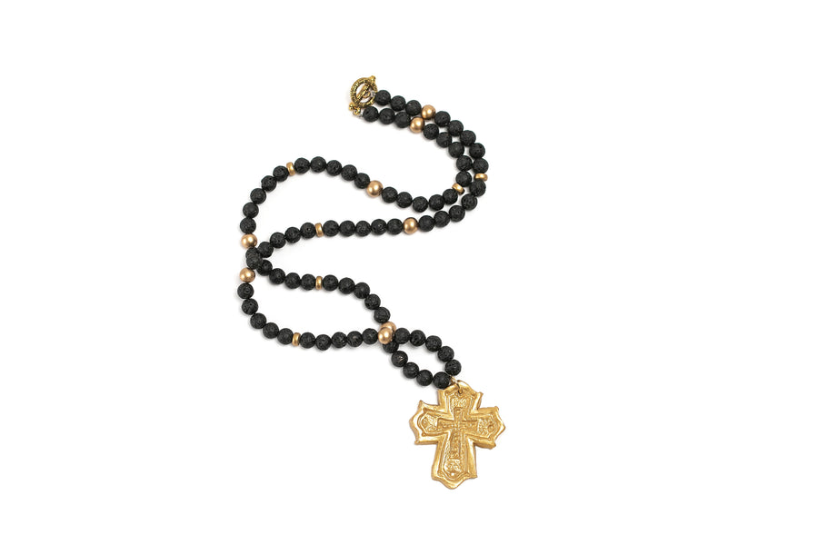 Black Lava with Leah Cross Necklace