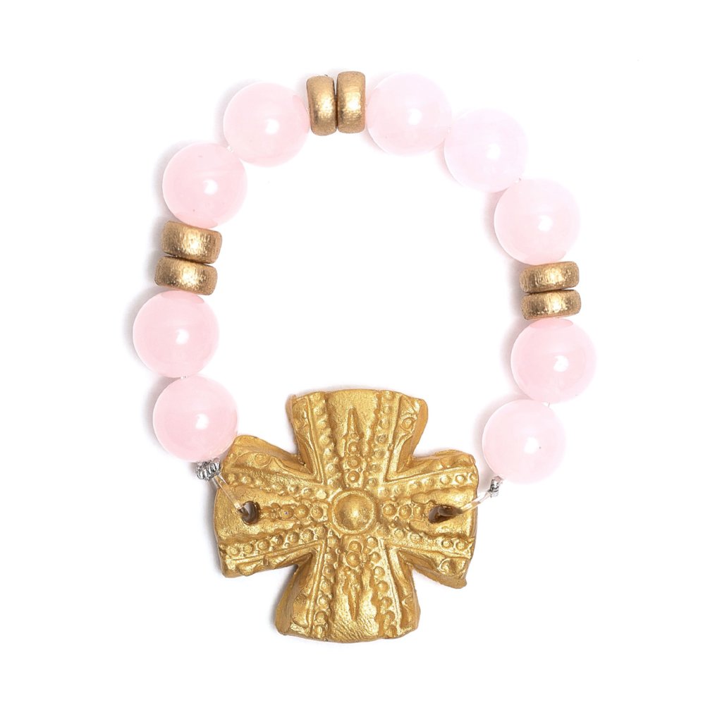 Light Pink Jade with Rachel Cross Bracelet