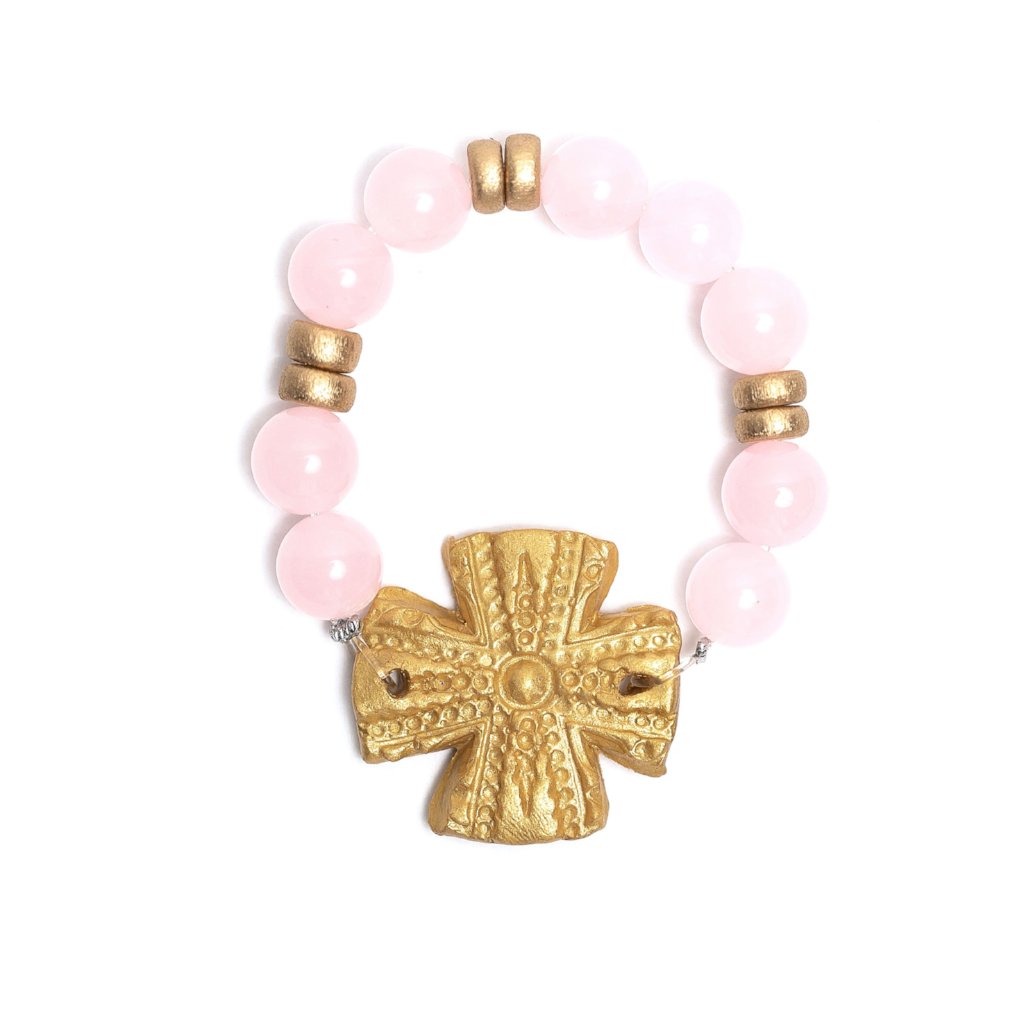 Light Pink Jade with Rachel Cross Bracelet