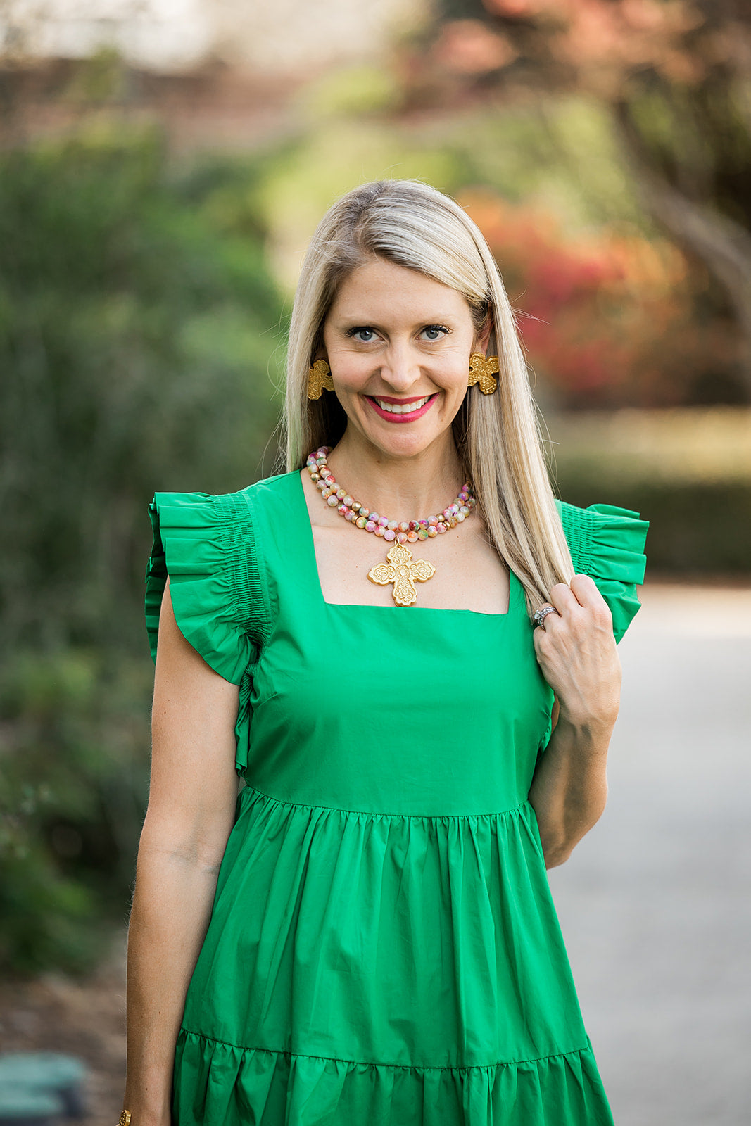 Pink Candy Jade Double Strand with Susie Cross