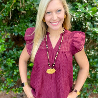 Garnet Double Strand with Gamecock Bracelet