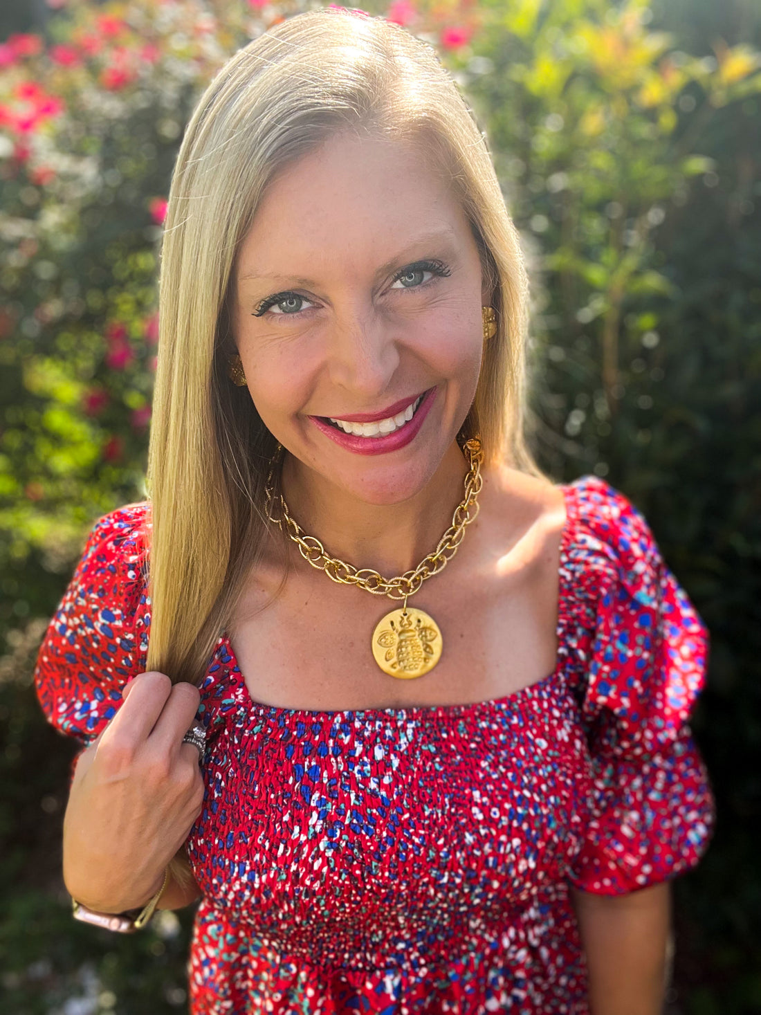 Gold Chain with Bee Medallion