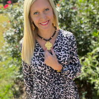 Black Lava with Cherrie Cross Necklace