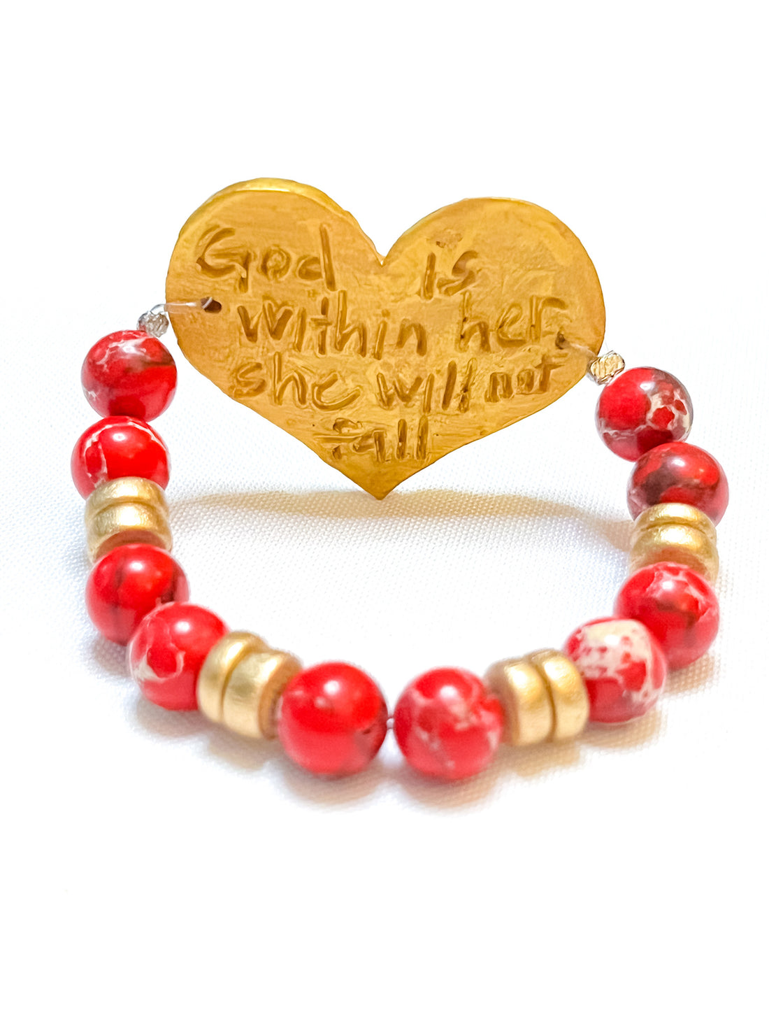 Golden Heart with Red Sea Jasper Bracelet