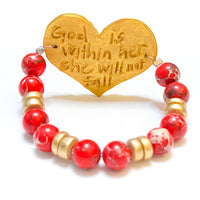 Golden Heart with Red Sea Jasper Bracelet