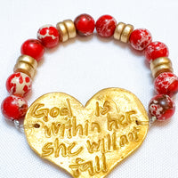 Golden Heart with Red Sea Jasper Bracelet