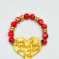 Golden Heart with Red Sea Jasper Bracelet