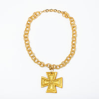 Brushed Gold Chain with Anna Cross