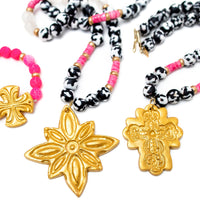 Pink Fire Agate with Friendship Cross Bracelet