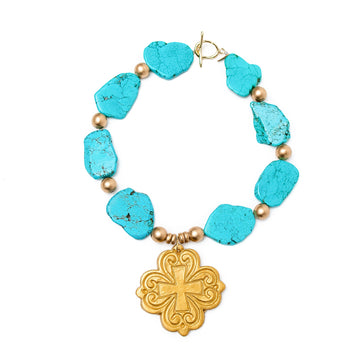 Turquoise Nuggets with Ruth Cross Necklace