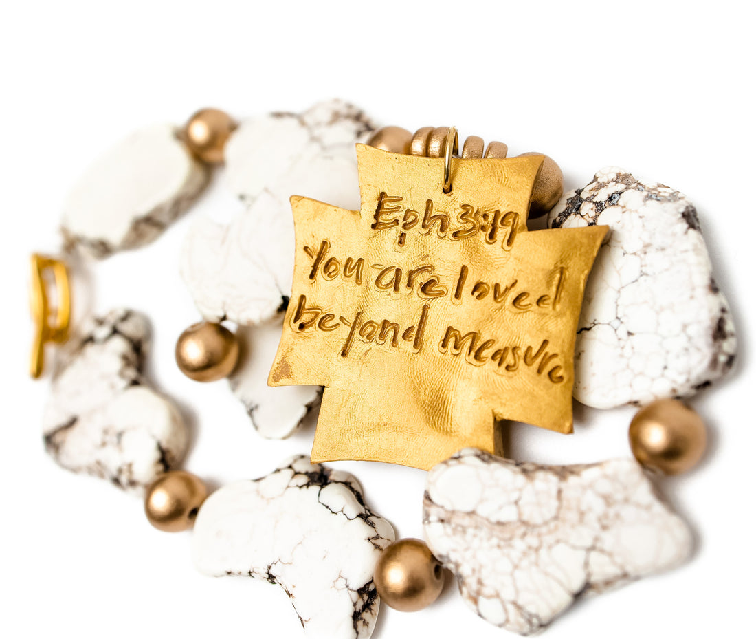 White Nuggets with Neal Cross Necklace