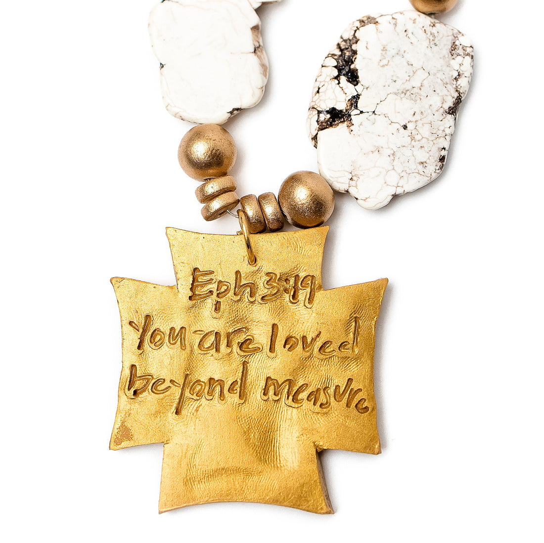 White Nuggets with Neal Cross Necklace