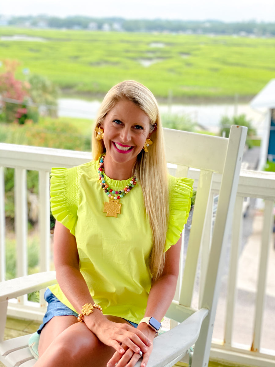 Multicolored Double Strand with Neal Cross Necklace