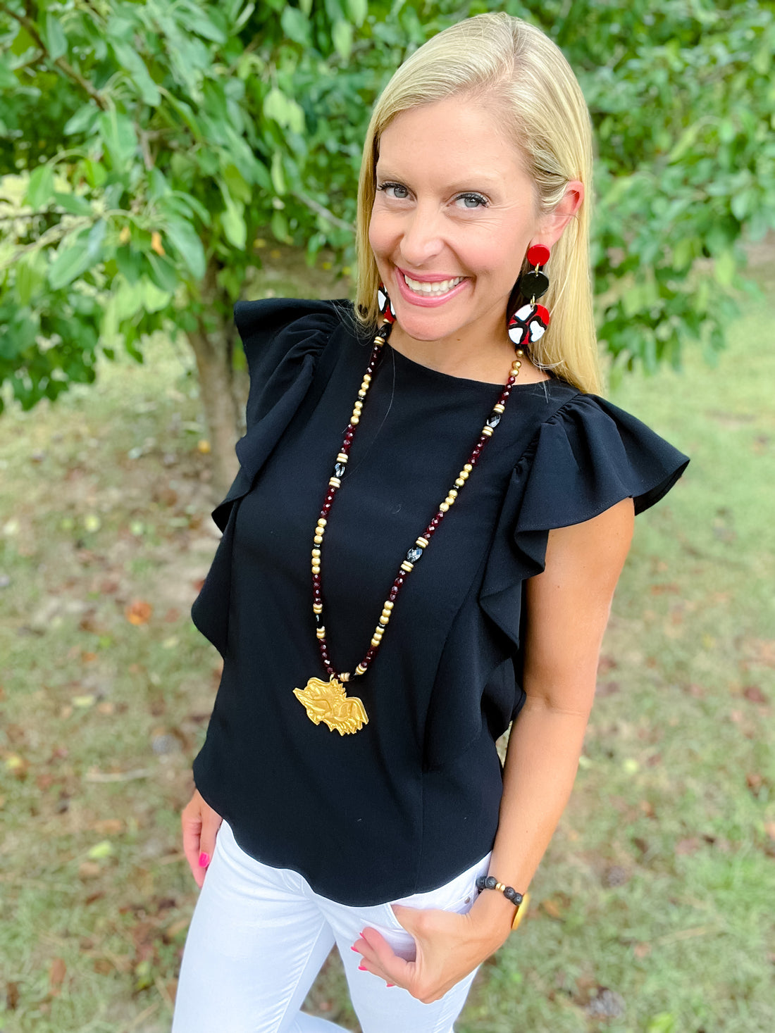 Garnet and Black with the South Carolina Gamecock Necklace