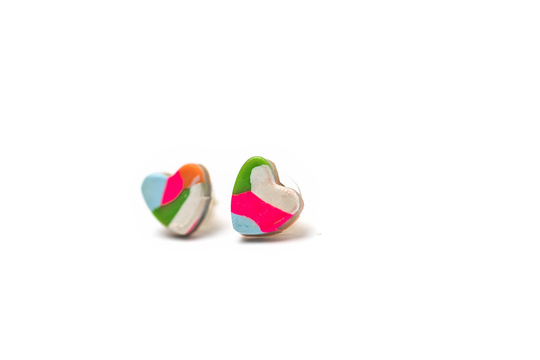 Confetti Heart Studs