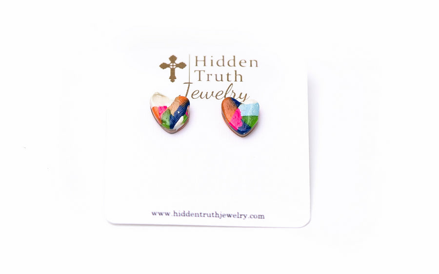 Confetti Heart Studs