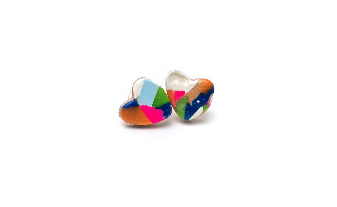Confetti Heart Studs