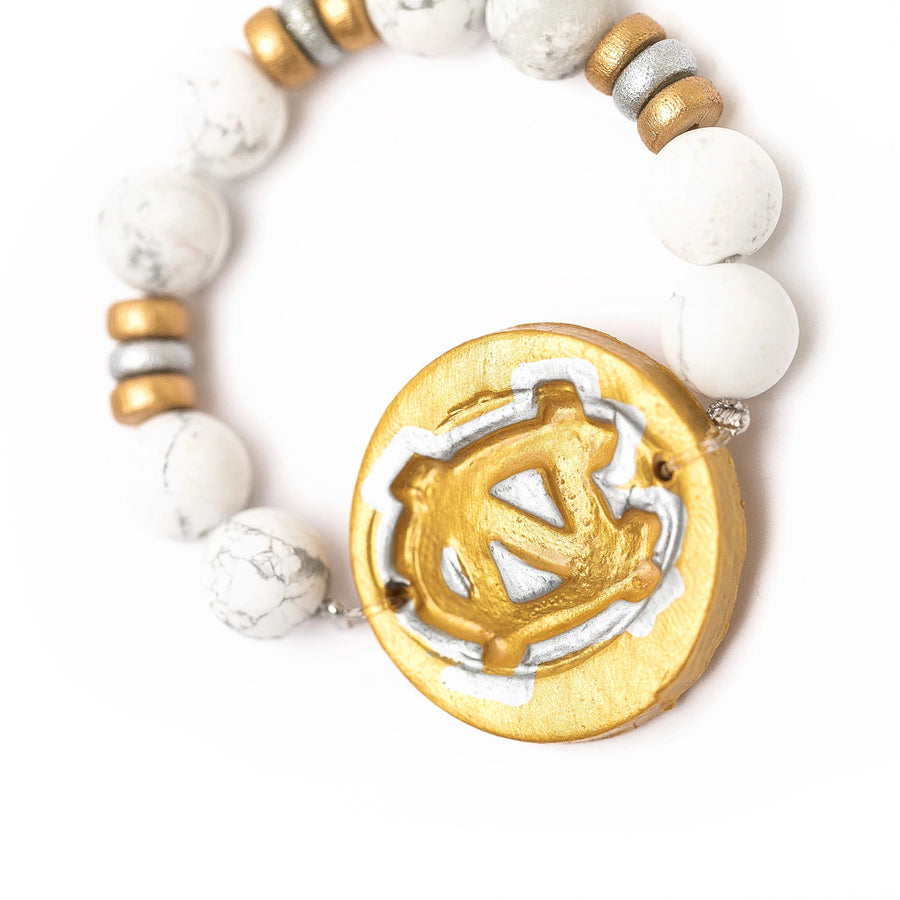 African White Turquoise with Gold/Silver NC Bracelet