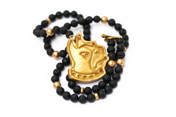 Black Lava with Terrier Necklace