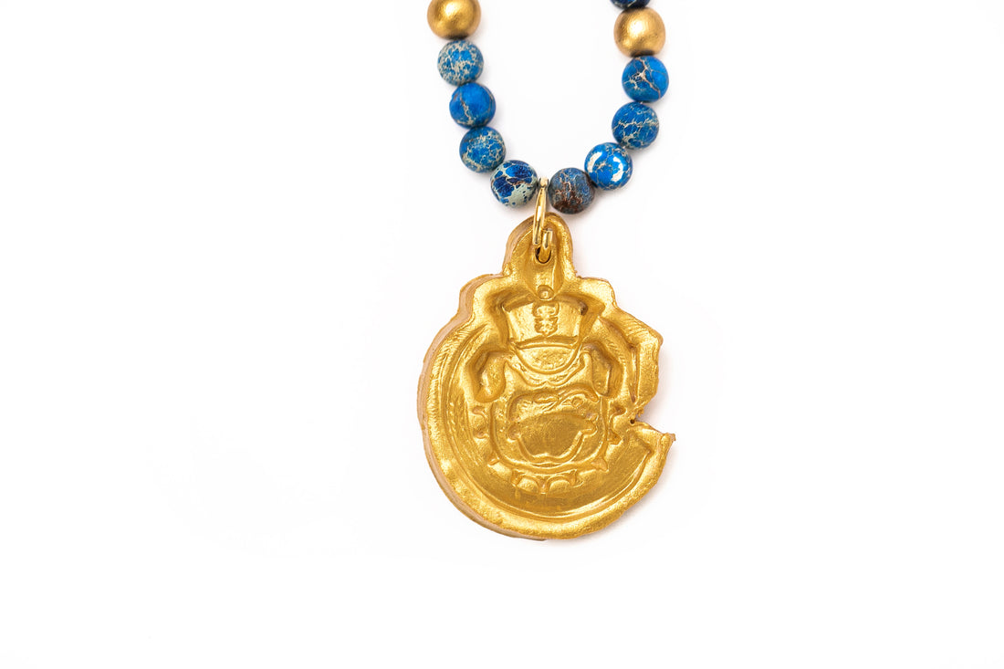 Blue Sea Jasper with SC Military Bulldog Necklace