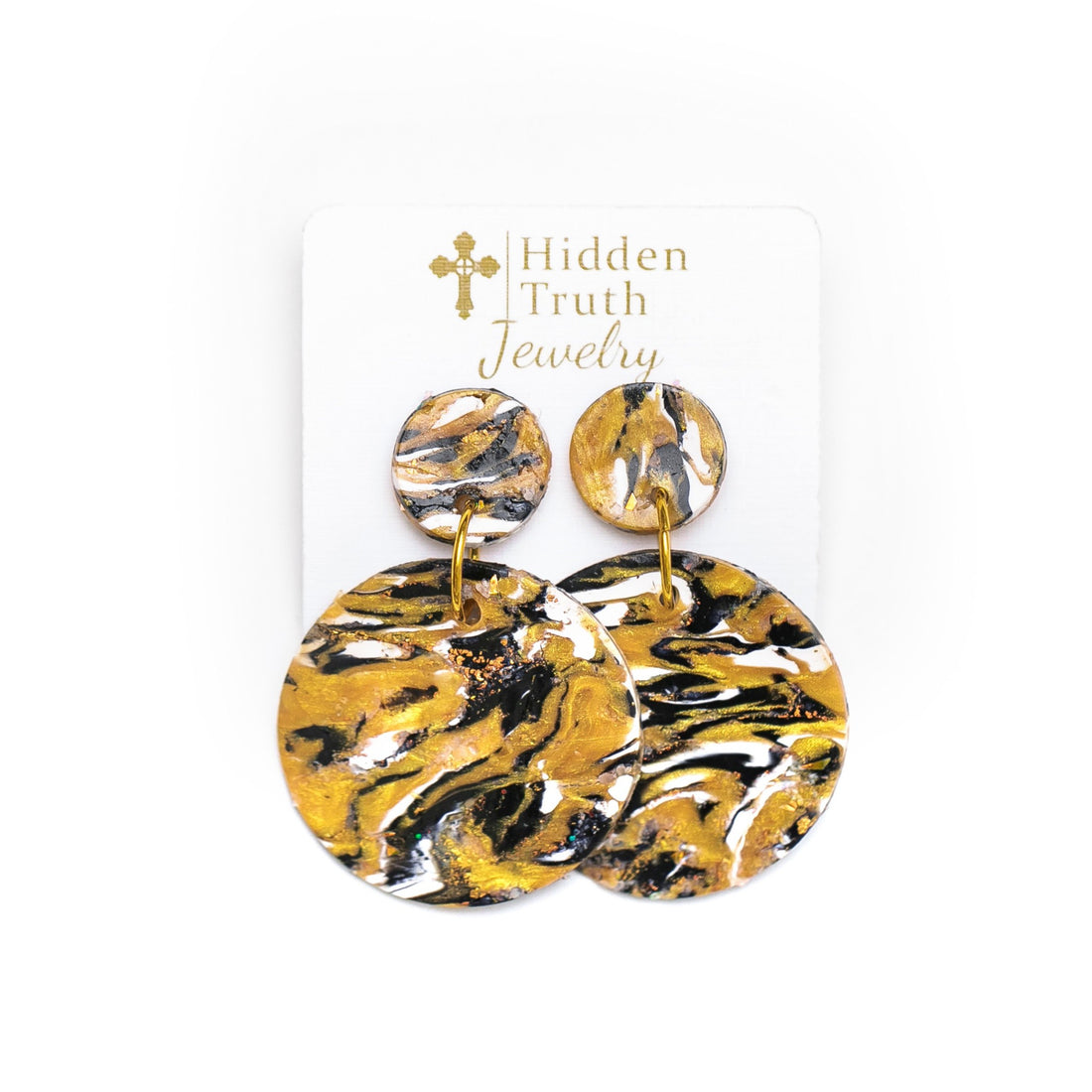 Marbled Gold, White & Black Dangles
