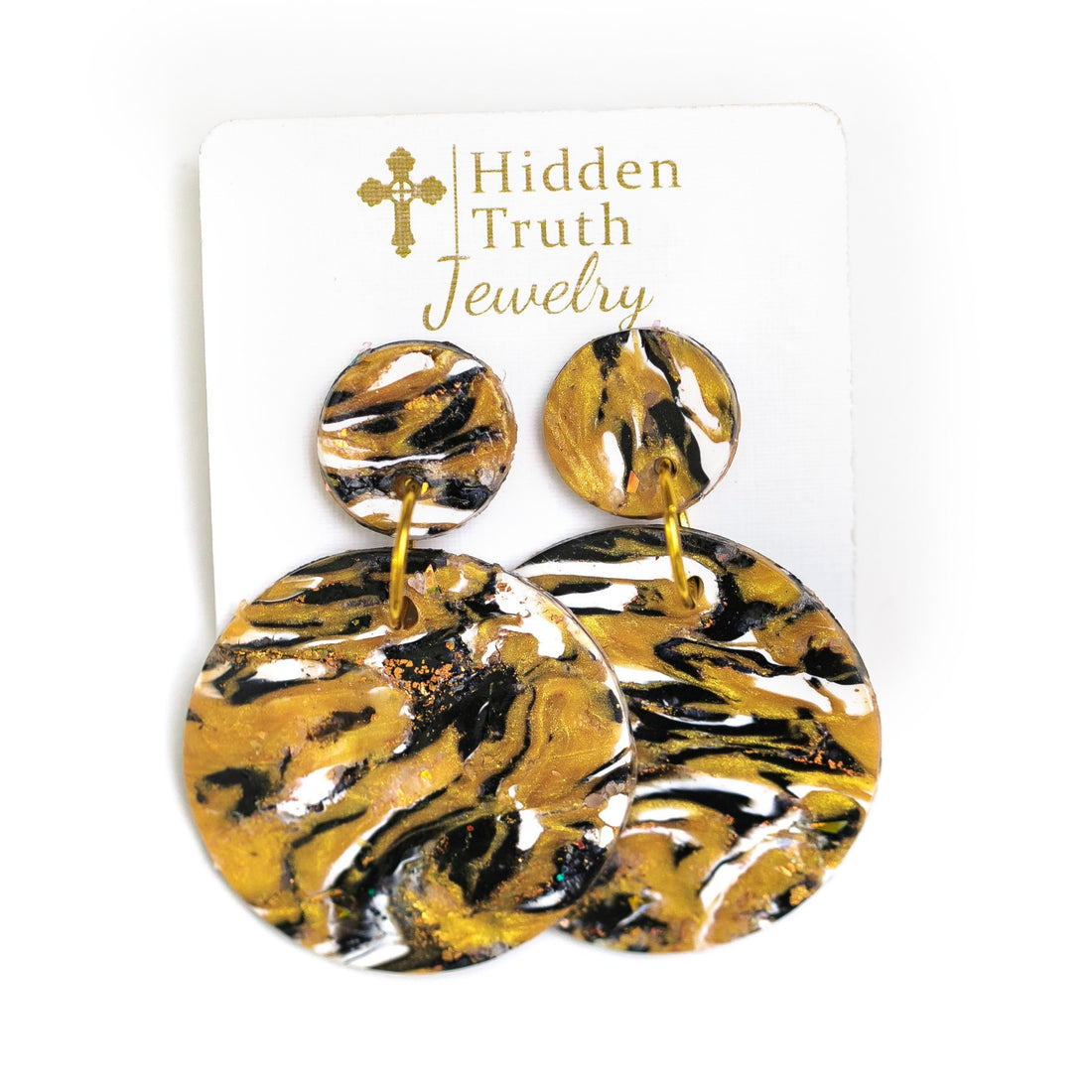 Marbled Gold, White & Black Dangles