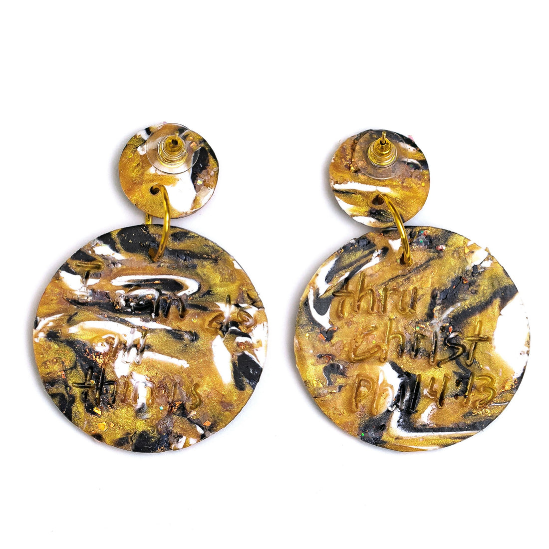 Marbled Gold, White & Black Dangles