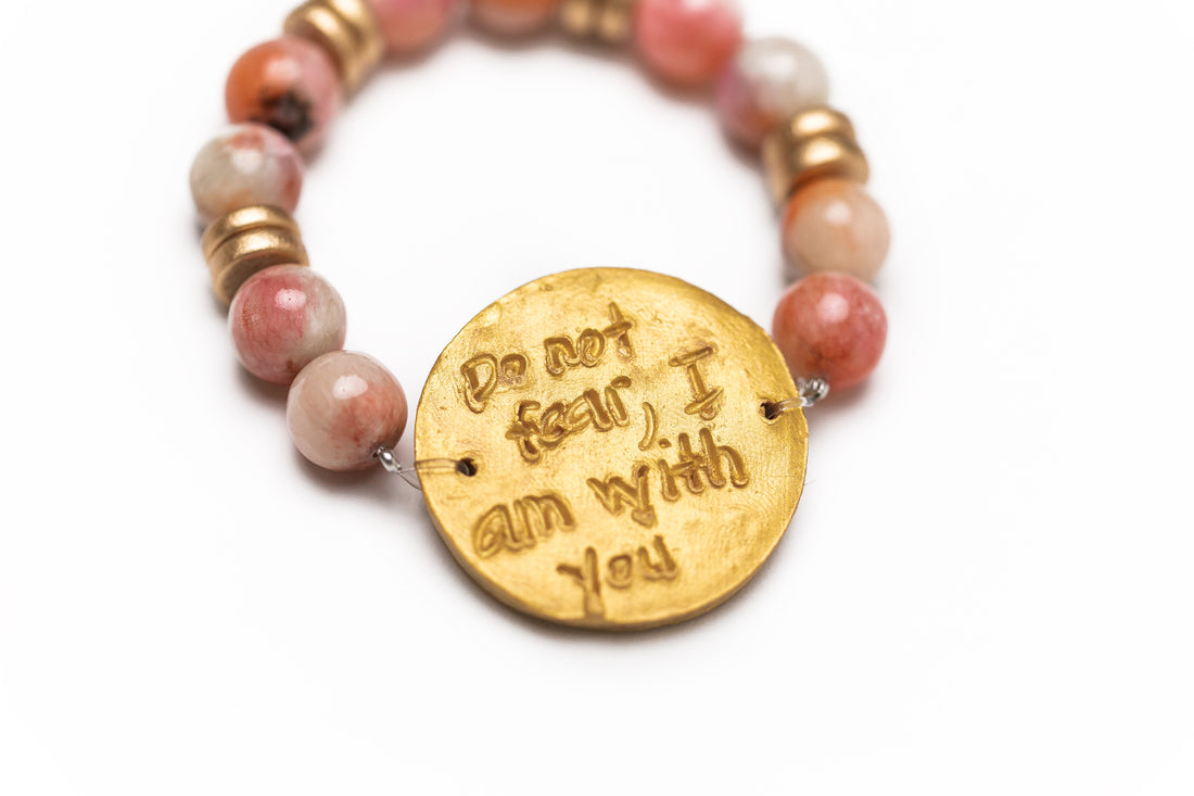 Multicolored Pink Jade with Truth Cross Bracelet