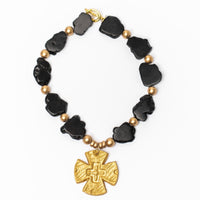Black Jade Nuggets with Cari Cross Necklace