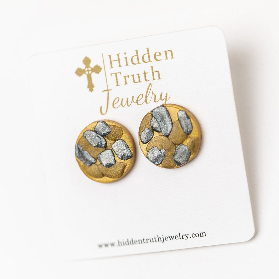 Gold, Silver & Bronze Stud Earrings