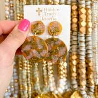 Gold Sparkly Circle Dangles