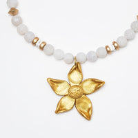 White Fire Agate with Stargazer Lily