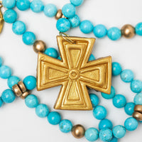 Turquoise Jade Double Strand with Anna Cross