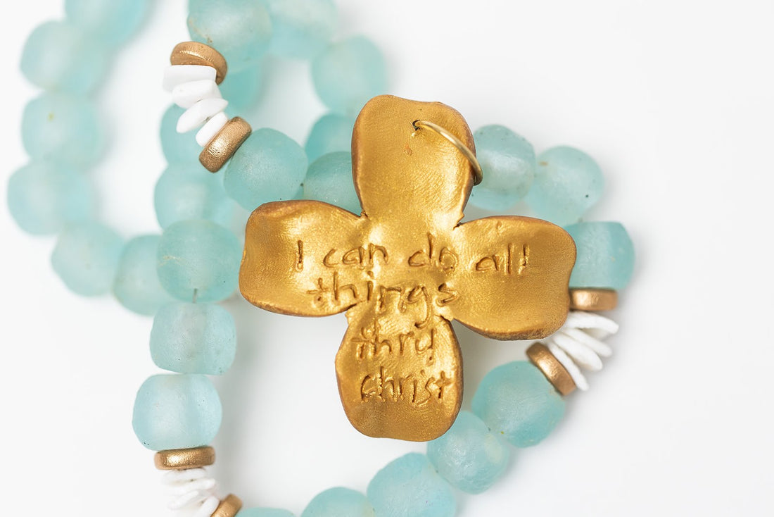 Aquamarine Sea Glass with Dogwood