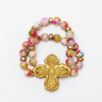 Pink Candy Jade Double Strand with Susie Cross