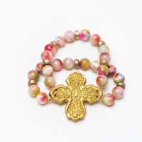 Pink Candy Jade Double Strand with Susie Cross