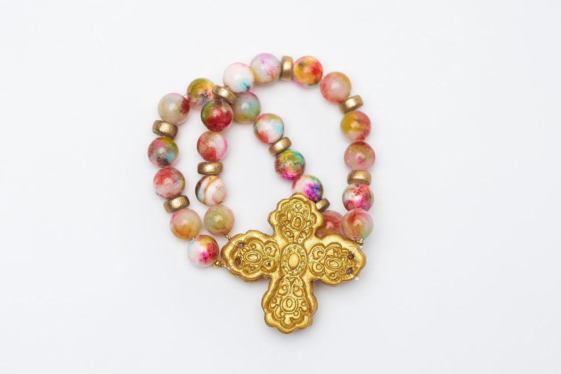 Pink Candy Jade Double Strand with Susie Cross