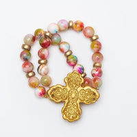 Pink Candy Jade Double Strand with Susie Cross