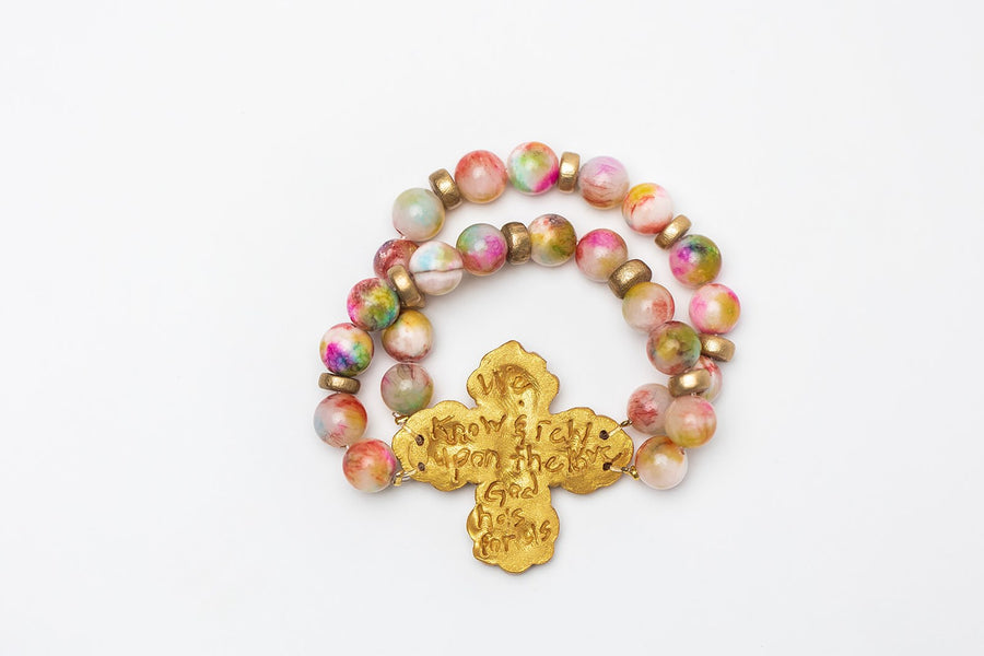 Pink Candy Jade Double Strand with Susie Cross