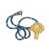 Blue Sea Jasper with Palmetto Tree Necklace