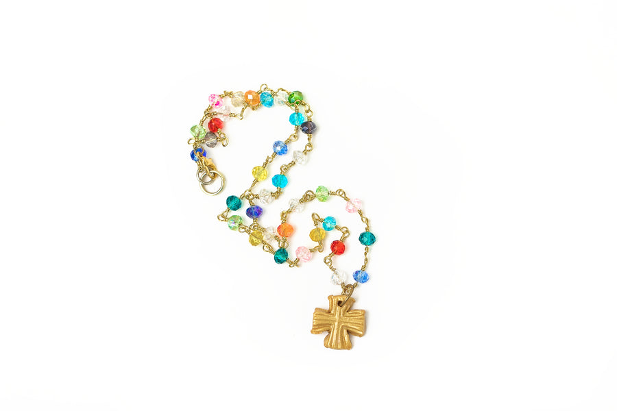Multicolored and Gold Chain with Julia Cross