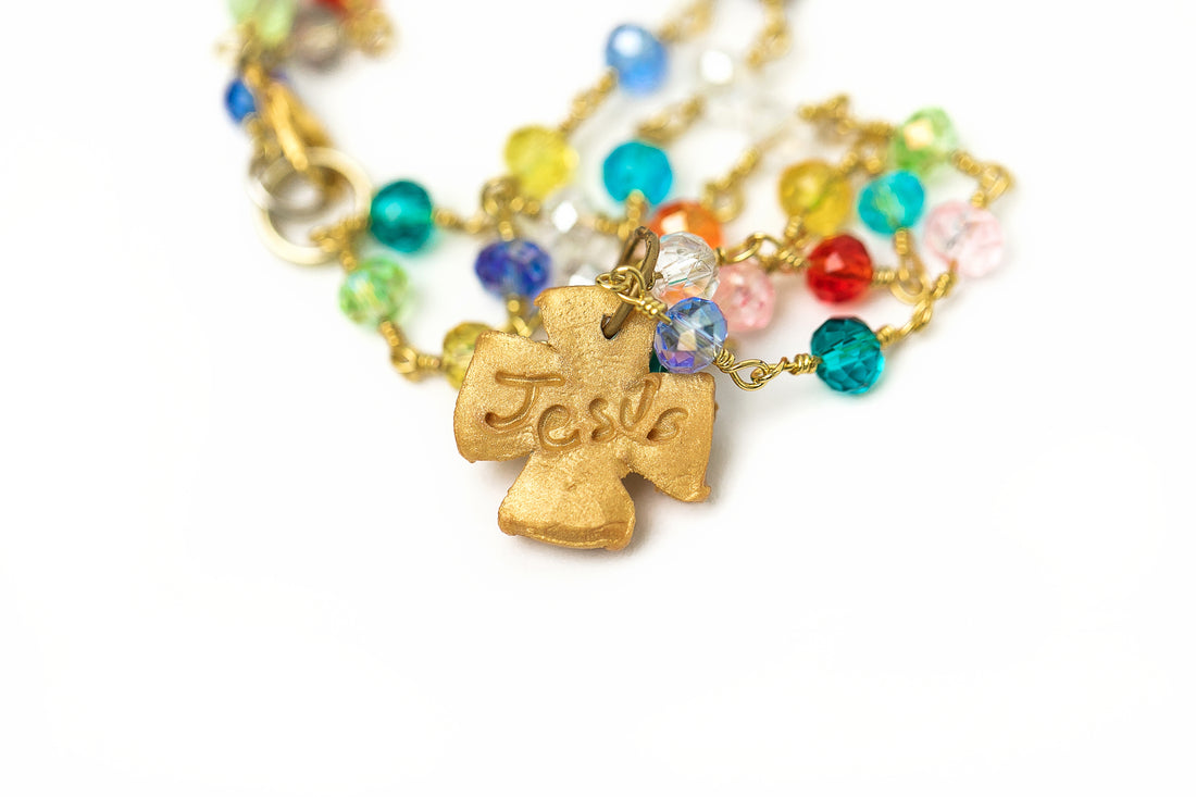 Multicolored and Gold Chain with Julia Cross